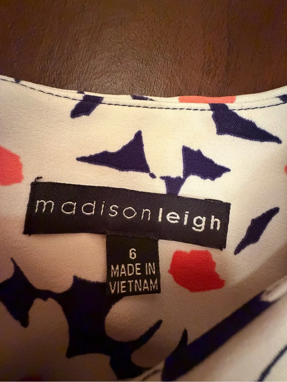 Madisonleigh White/Navy/Orange Floral Sheath Knit Stretch Zip Dress 6